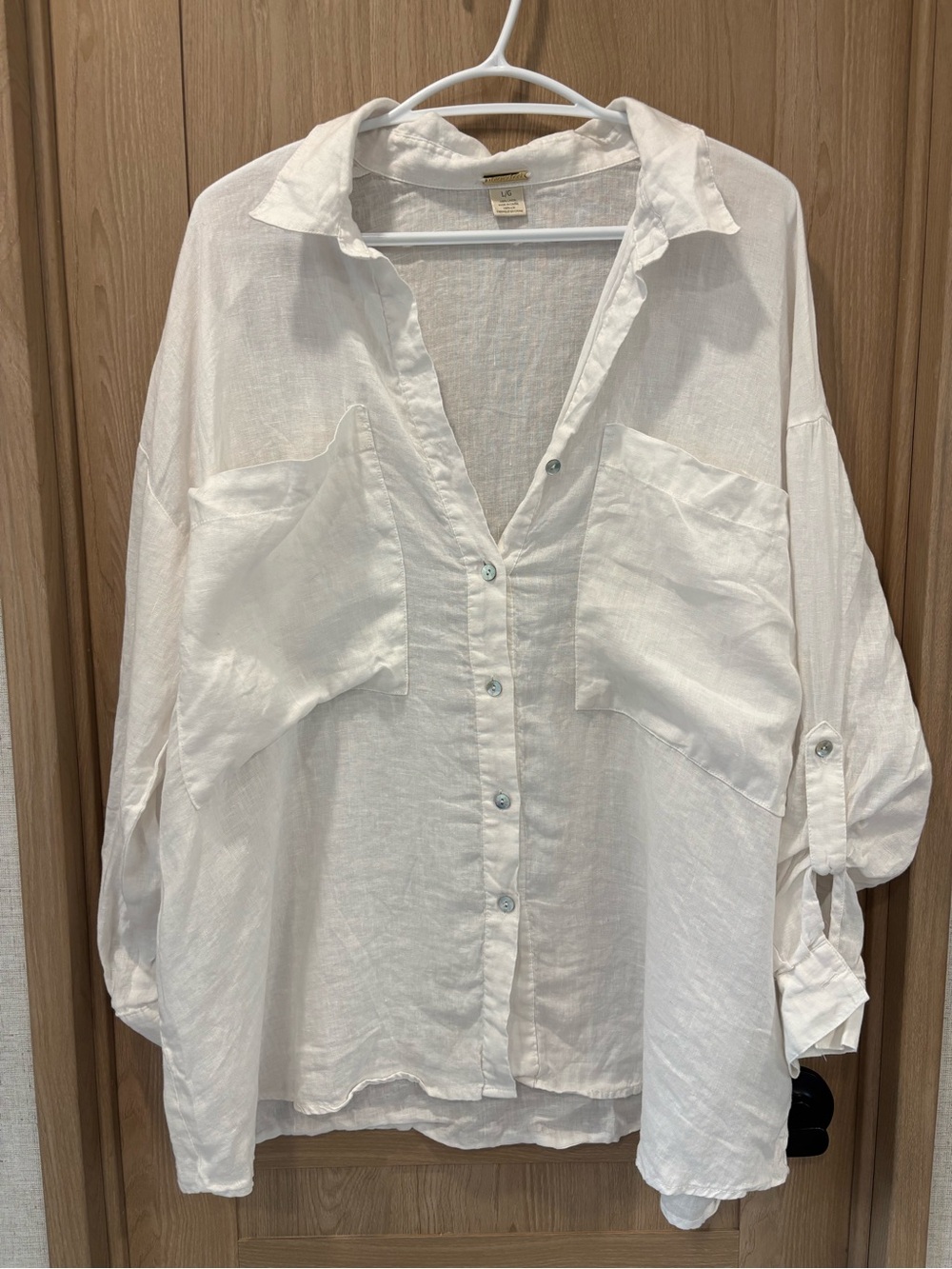 Magaschoni Oversized Linen Button Down Top Size L Minimalist